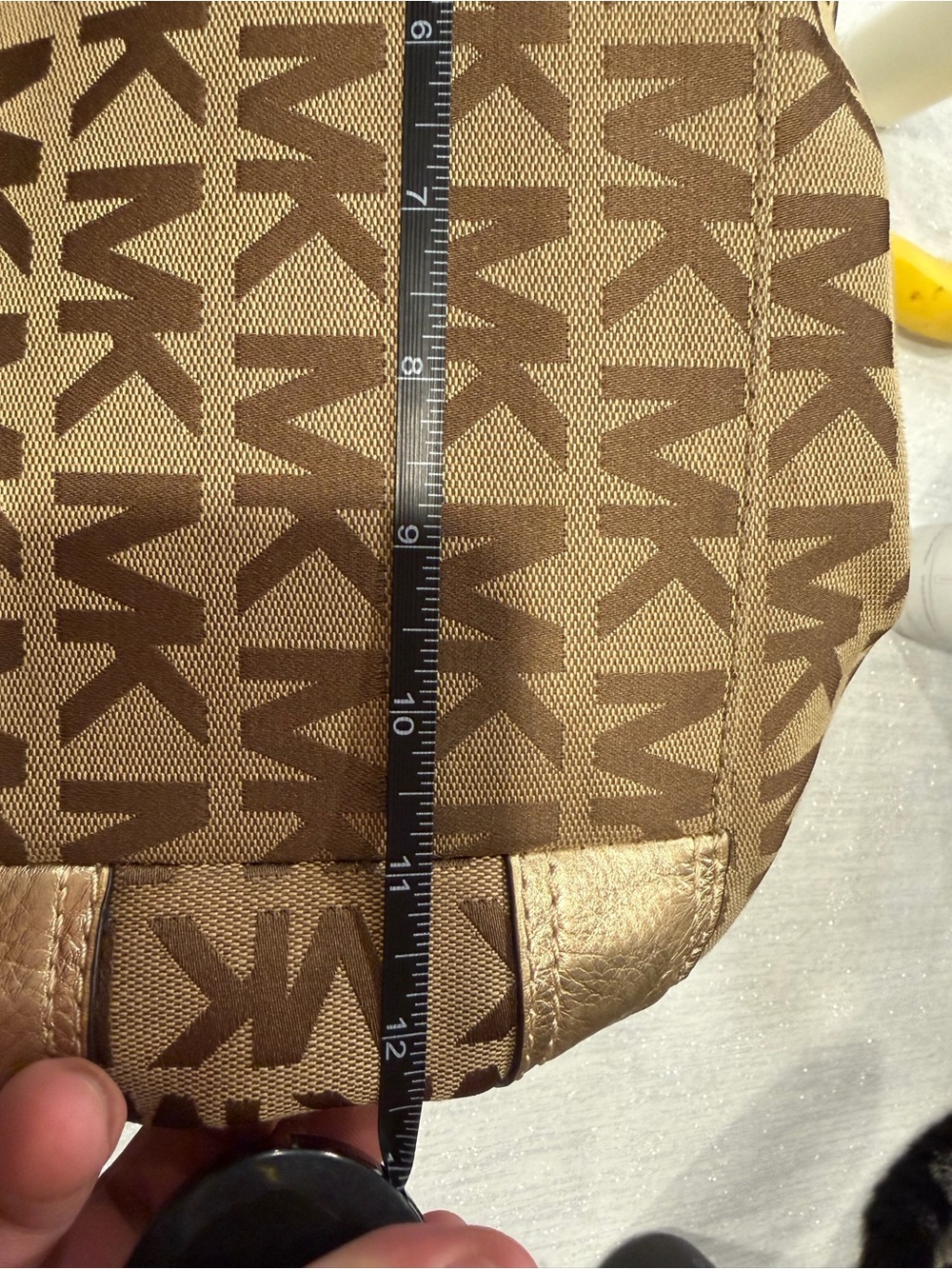 Michael Kors Brown/Tan MK Logo Drawstring Shoulder Bag - Picture 10 of 12